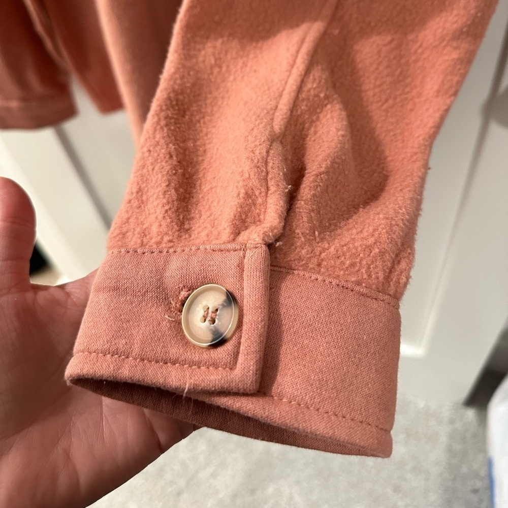 NWT Wonderly Fuzzy button down Shacket in Dull Rose, size L, brand new, pink - Picture 7 of 10